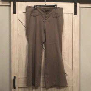 Tan/khaki striped flair leg trousers